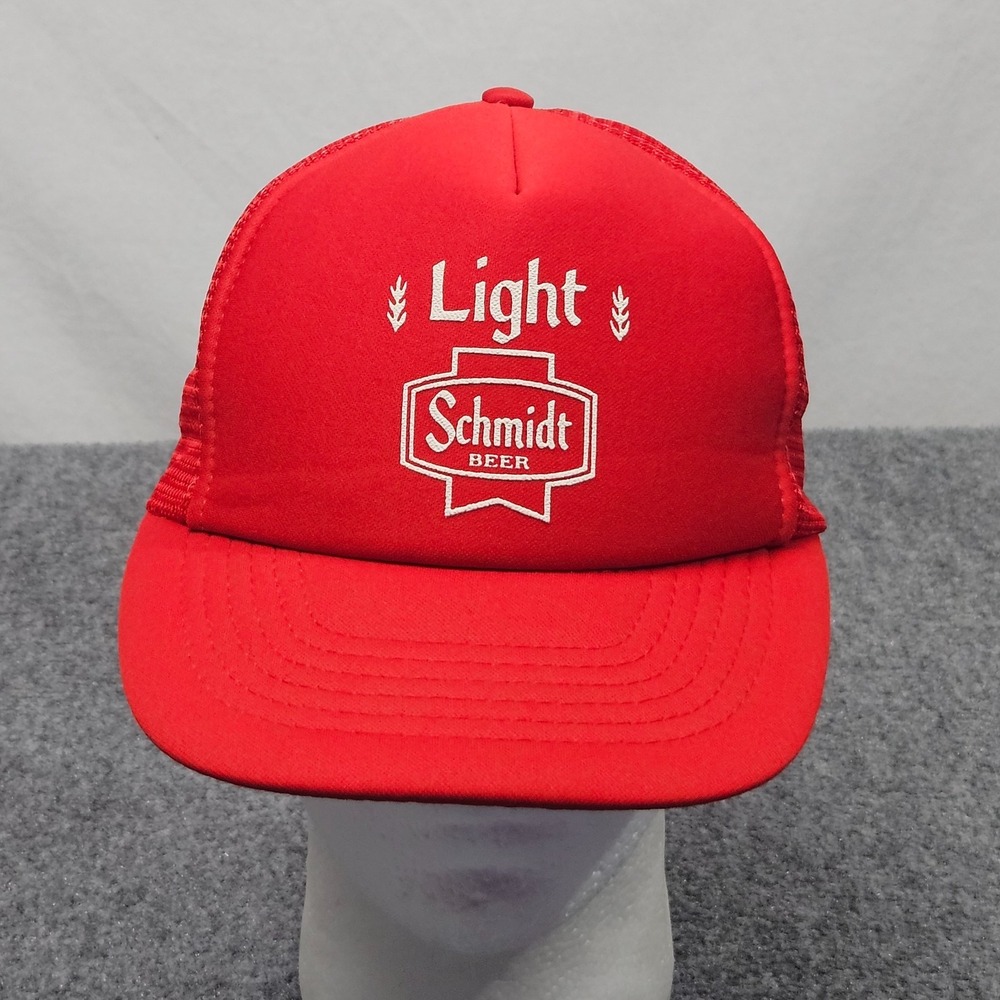Vintage Schmidt Beer Hat Mens Large Red Trucker Mesh Snapback 80s‎ 90s
